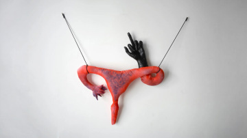 Annette Messager, Uterus doigt d'honneur (Uterus Giving the Finger), 2017