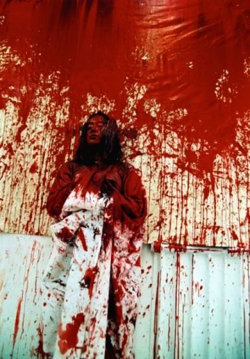 Becoming Painting, 1994. Red enamel paint. The Australian National University School of Art, Canberra, Australia.